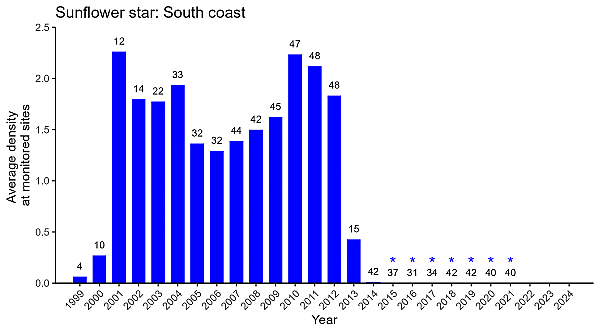 Sunflower star south coast abundance