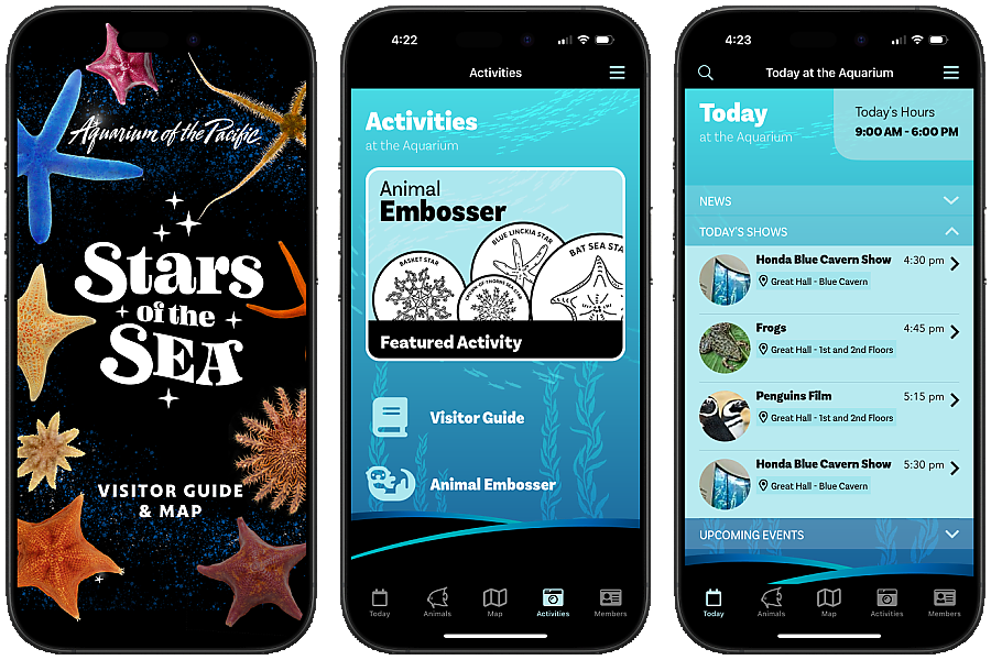 Stars of the Sea Aquarium App Screenshots 3-up